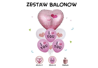 Zestaw balonów i love you (foliowe serce+6sztgumowych) 61595