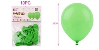 Balon gumowy 10szt jasny zielony 25cm FA0740
