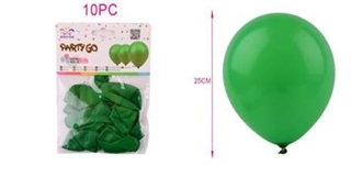 Balon gumowy 10szt zielony 25cm FA0741