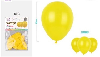 Balon gumowy 8szt żółty 30cm FA0786