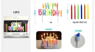 Świeczki urodzinowe neon+napis Happy Birthday ED0234