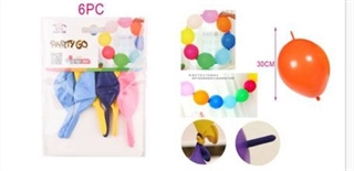Balony gumowe kolorowe do girland 6szt 30cm FA0664