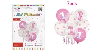 Balony gumowe 1 różowy 7szt FA0191