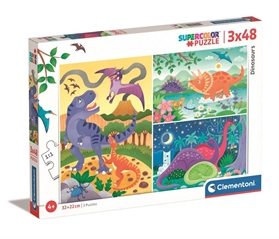 -CLE puzzle 3x48 SuperKolor Dinozaury 25288