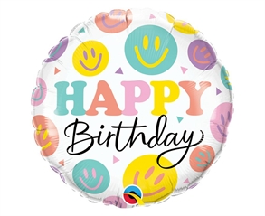 Balon foliowy 18   QL CIR   Happy Birthday - Colorful Smiles