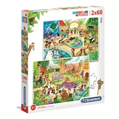 -CLE puzzle 2x60 Superkolor ZOO 21603