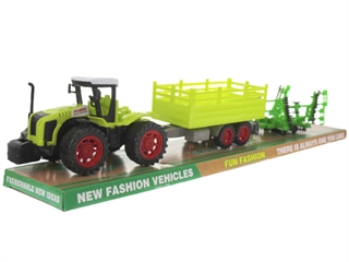 Traktor z przyczep i maszyn rolnicz 58,8x11x12 cm w plastikowym pudełku CH0004