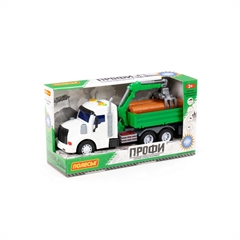 Profi, samochód burtowy z podnośnikiem inercyjny (ze światłem i dźwiękiem) (zielony) (w pudełku)