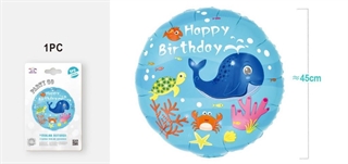balon foliowy Happy Birthday zwierzęta morskie 45cm FB1773