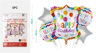 Zestaw balonów foliowych Happy Birthday 5szt FD0174