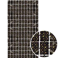 Kurtyna B amp;C Kwadrat-gwiazdki, metaliczna czarna, 100x200 cm