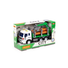 City, samochód do przewozu dłużycy inercyjny (ze światłem i dźwiękiem) (zielony) (w pudełku)