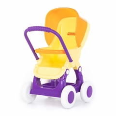 Wózek dla lalek spacerowy Alisa 4kołowy (żółty) (w woreczku)