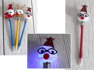Długopis świąteczny bożonarodzeniowy GŁOWA LED świecąca MIX 23 cm - 1 szt