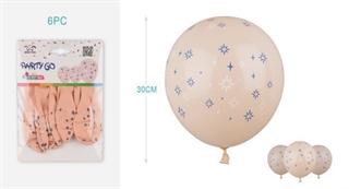 Balon gumowy gwiazdki różowy 30cm 6szt FA0821