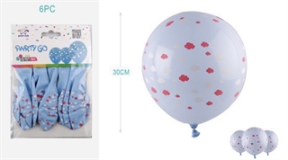 Balony gumowe z chmurkami 30cm 6szt FA0822