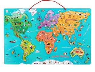 PROM TB Puzzle drewniane Magnetyczna mapa świata
