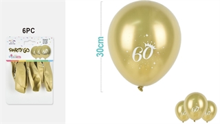 Balony z liczbami 60 złote 30cm 6szt FA1410