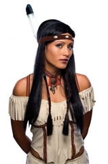 Peruka - Indianka z opaska i piorkiem