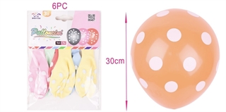balony gumowe pastelowe w kropki 30cm 6szt FA0514