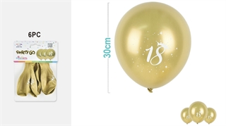 Balony z liczbami 18 złote 30cm 6szt FA1415