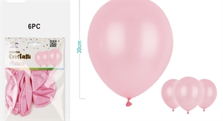 Balony gumowe 30cm 6szt różowe FA0405