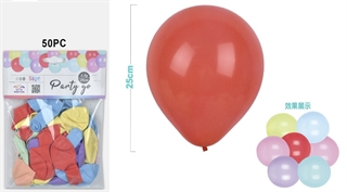 Balony gumowe 25cm 50szt kolorowe FA1090