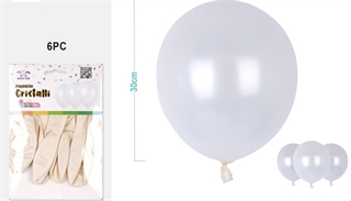 Balony gumowe 30cm 6szt białe perłowe FA0402
