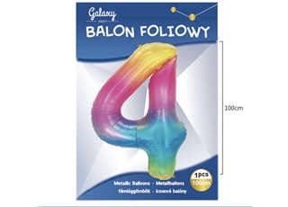 Balon foliowy kolorowy 100cm cyfra 4 62594