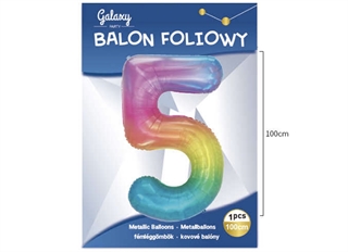 Balon foliowy kolorowy 100cm cyfra 5 62595