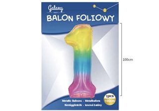 Balon foliowy kolorowy 100cm cyfra 1 62591