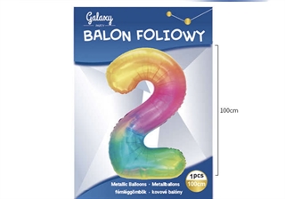 Balon foliowy kolorowy 100cm cyfra 2 62592