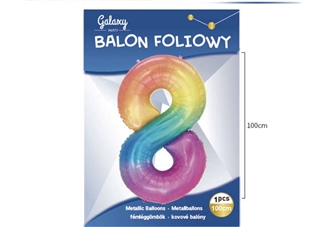 Balon foliowy kolorowy 100cm cyfra 8 62598