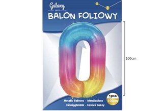 Balon foliowy kolorowy 100cm cyfra 0 62590