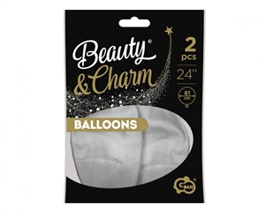 Balony Beauty amp;Charm, metalizowane srebrne 24  / 2 szt.