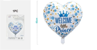 Balon foliowy 18   serce niebieskie Welcome little Prince FB2448