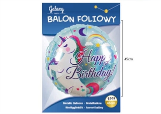 Balon Foliowy 18   Happy Birthday jednorożec 62557