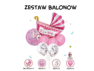 Zestaw Balonow Its a girl z wózkiem różowe 61602