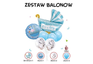 Zestaw Balonow Its a boy z wózkiem niebieskie 61603