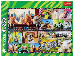 S.CENA Puzzle 4x250 Zabawne zwierzaki/Trefl