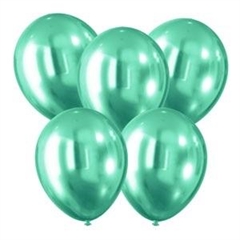 Balony - efekt chromu zielone (5 szt.)