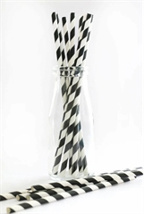 Słomki papierowe czarno-białe x 12