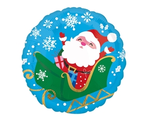 Balon foliowy Mikołaj w saniach 46cm