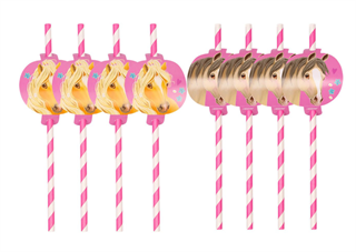 Słomki urodzinowe Koniki - 8 szt.