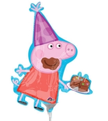 Balon foliowy 33cm - Świnka Peppa z tortem