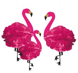 Dekoracja wisząca flamingi różowe 3szt