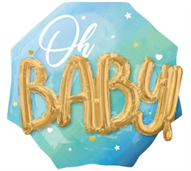 Balon foliowy Oh, baby niebiesko-złoty 76cm