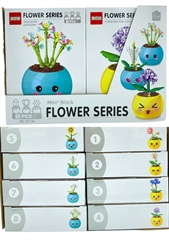 Klocki konstrukcyjne kwiaty w doniczce, 8 różnych wzorów, ilość elemen