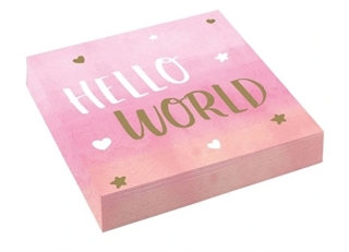 Serwetki Hello World róż