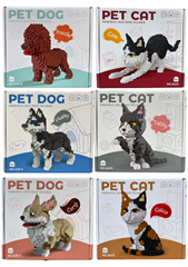 PROM Klocki konstrukcyjne zwierzątko, mix6wzorów(3 pieski/3 kotki), cbx21